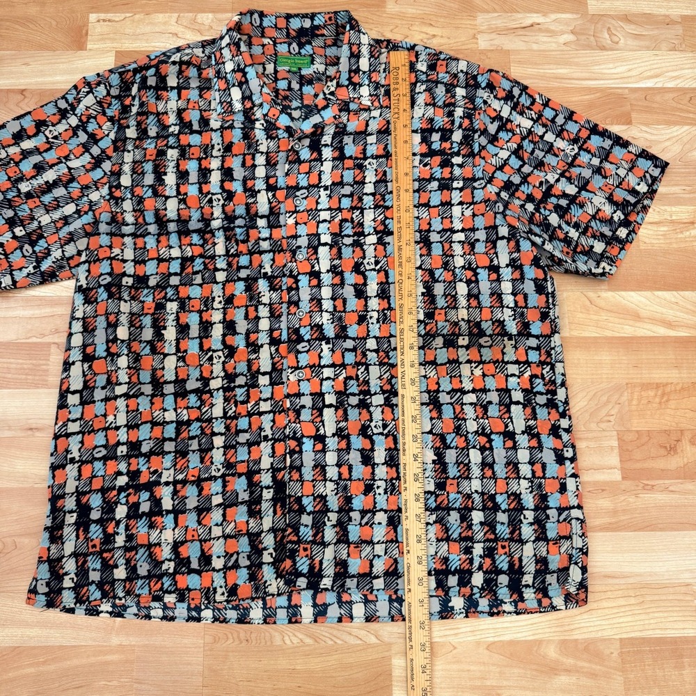 Giorgio Inserti Mens 3XL Short Sleeve Button Down Shirt Abstract Geometric Blue - Picture 6 of 8